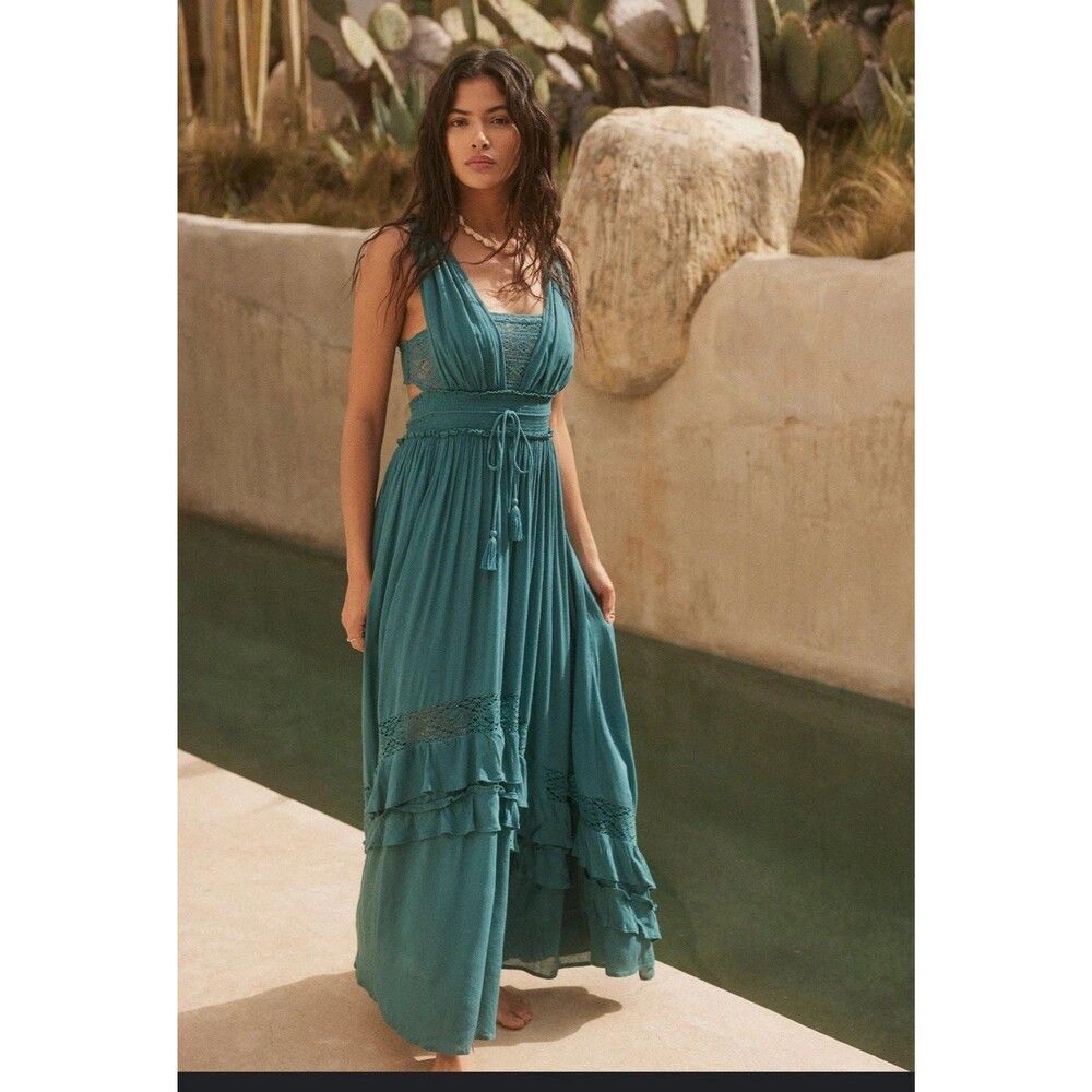 Free People Santa Maria Maxi in Sunken City Crochet Lace XS NWT